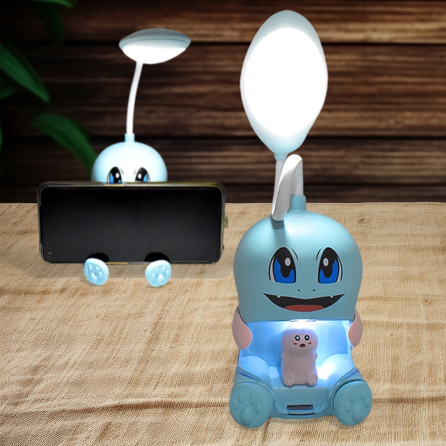 Cartoon LED desk lamp with flexible neck and soft eye-protective light