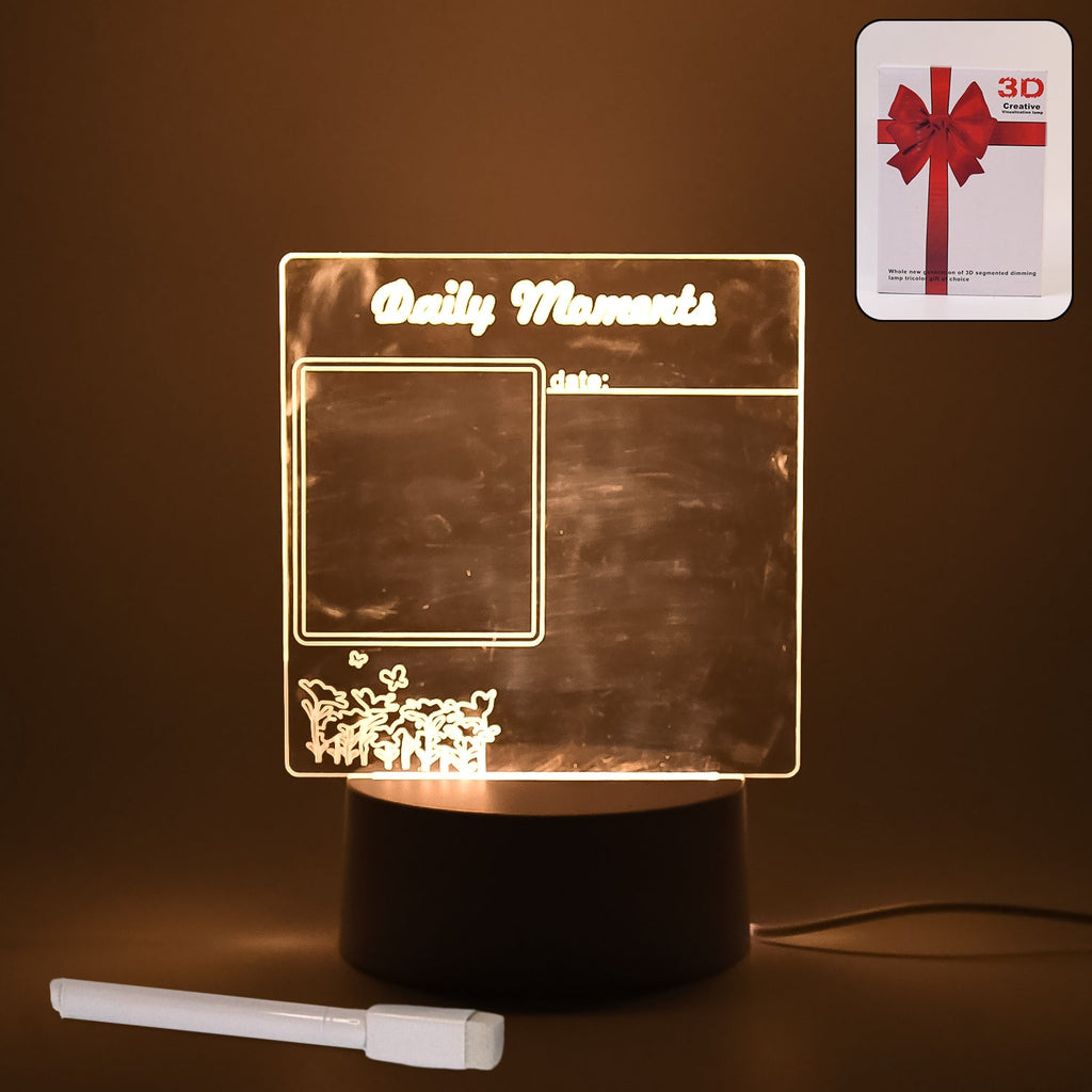 Acrylic decorative lamp featuring a heart shape, glowing softly in a bedroom setting.