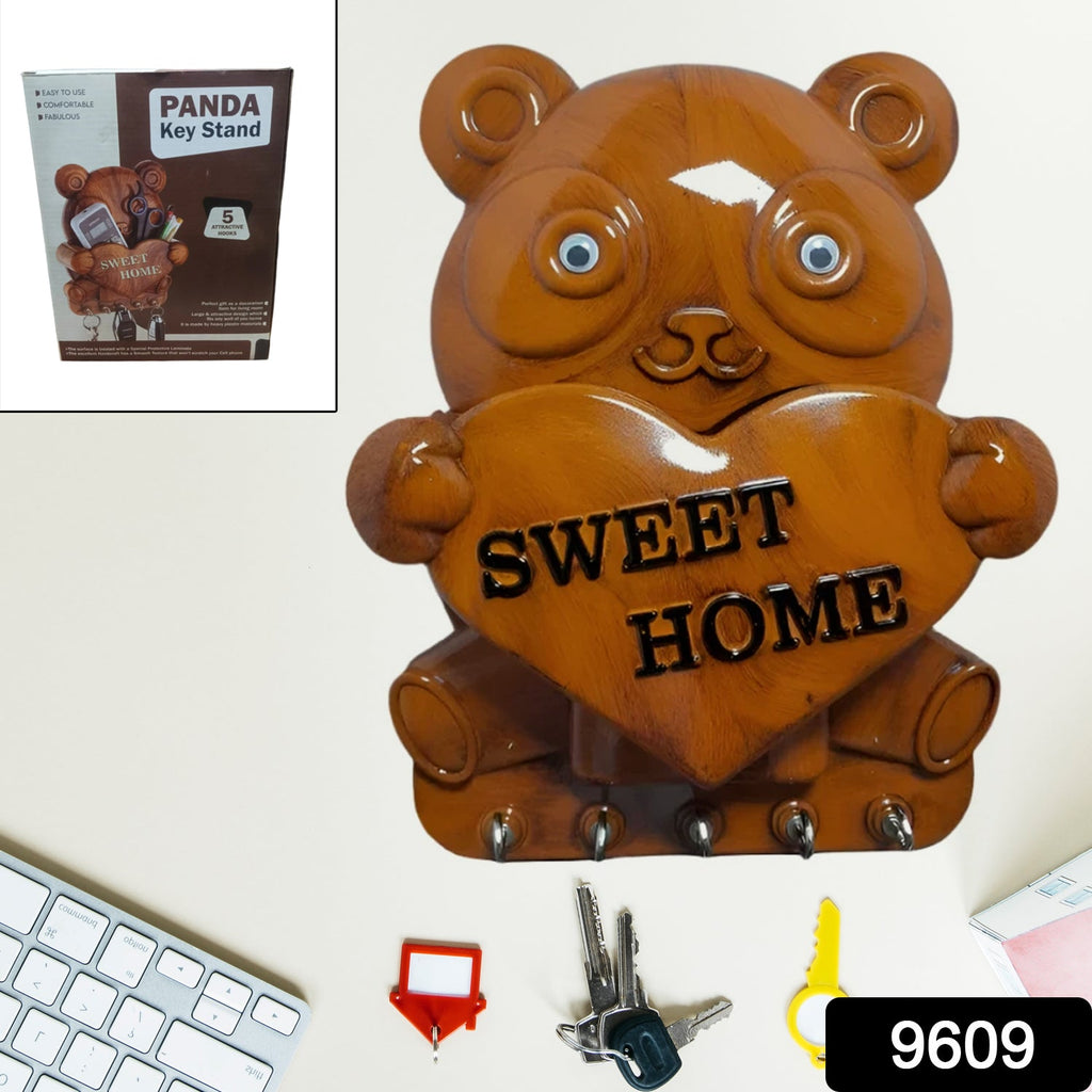 Front view of the GlimmerHome Panda Key Holder, showcasing its adorable design.