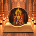 3D Hanuman Ji Acrylic LED Night Lamp with wooden base showcasing spiritual illumination