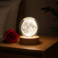 Enchanting 3D Crystal Ball Lamp illuminating a cozy bedroom at night.