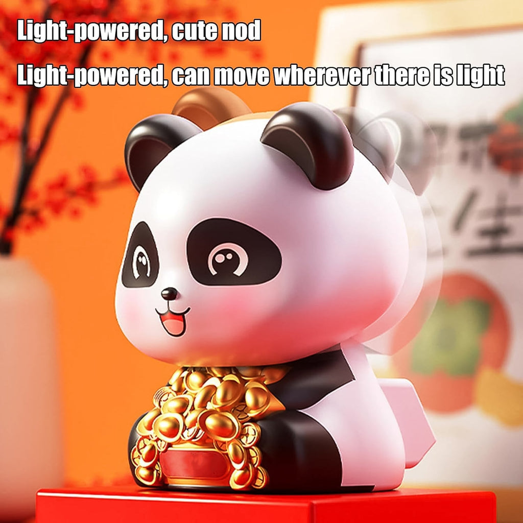 Animated solar panda showpiece demonstrating its shaking head feature.