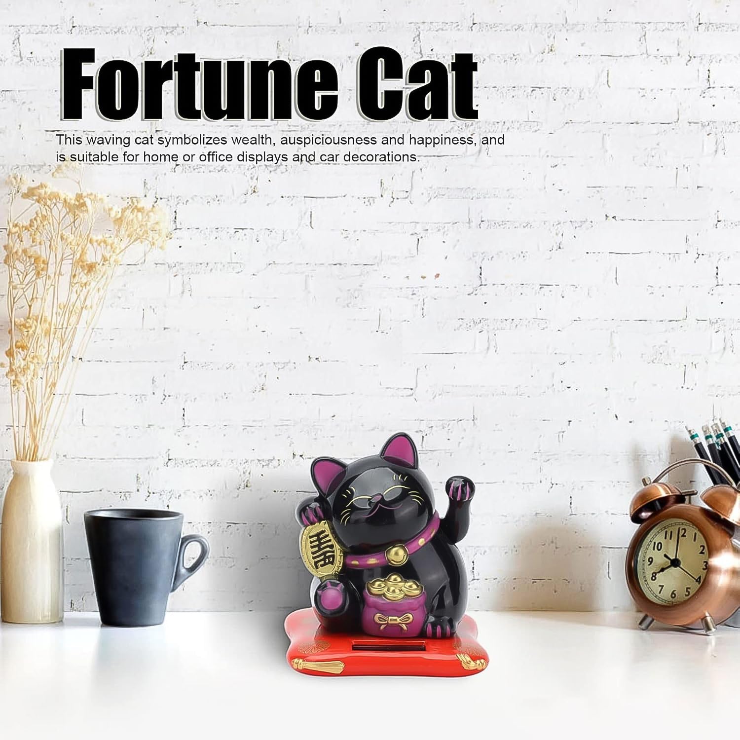 Front view of the cheerful Waving Lucky Cat, symbolising prosperity.