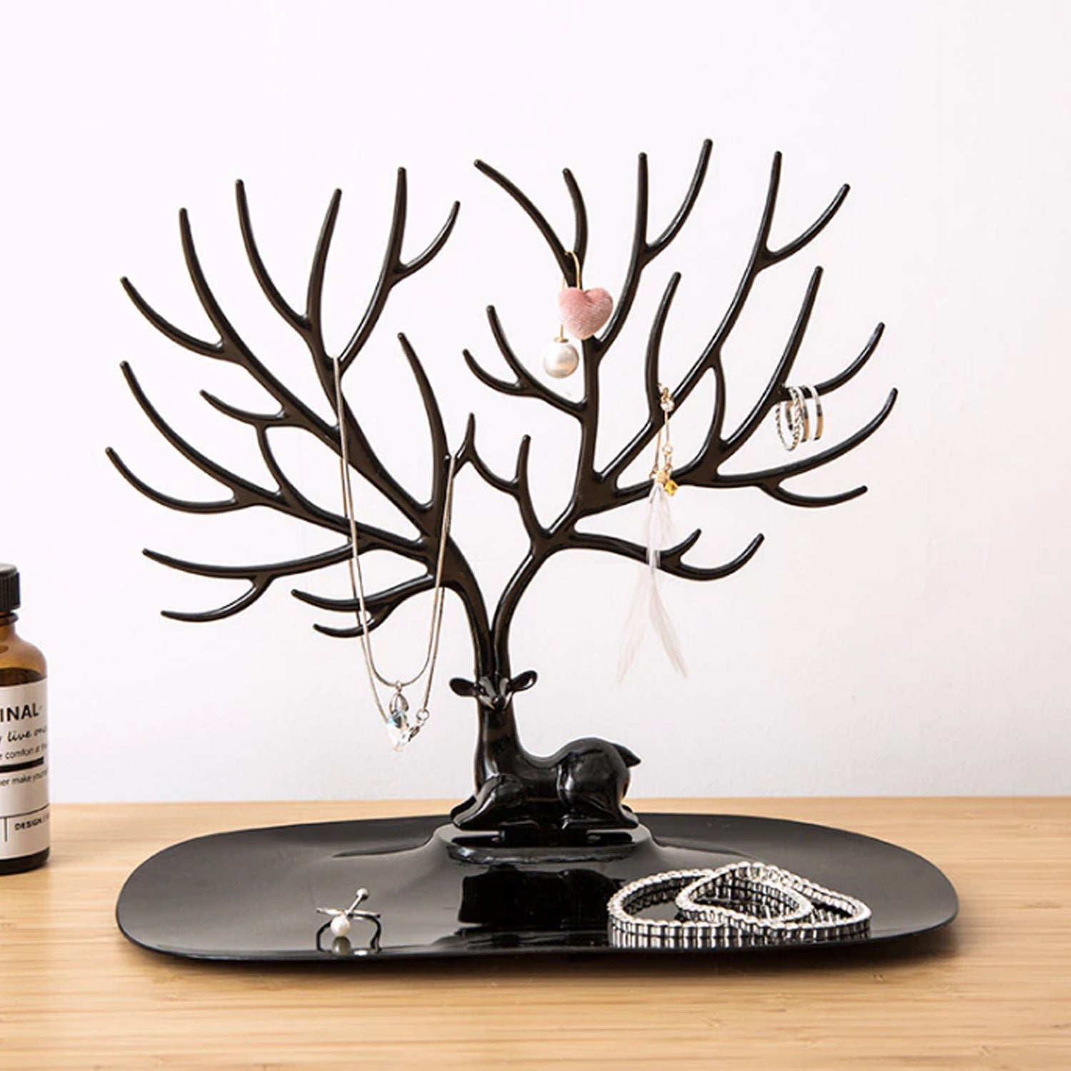 Deer shaped jewellery display holder with antler tree design for earrings and necklaces