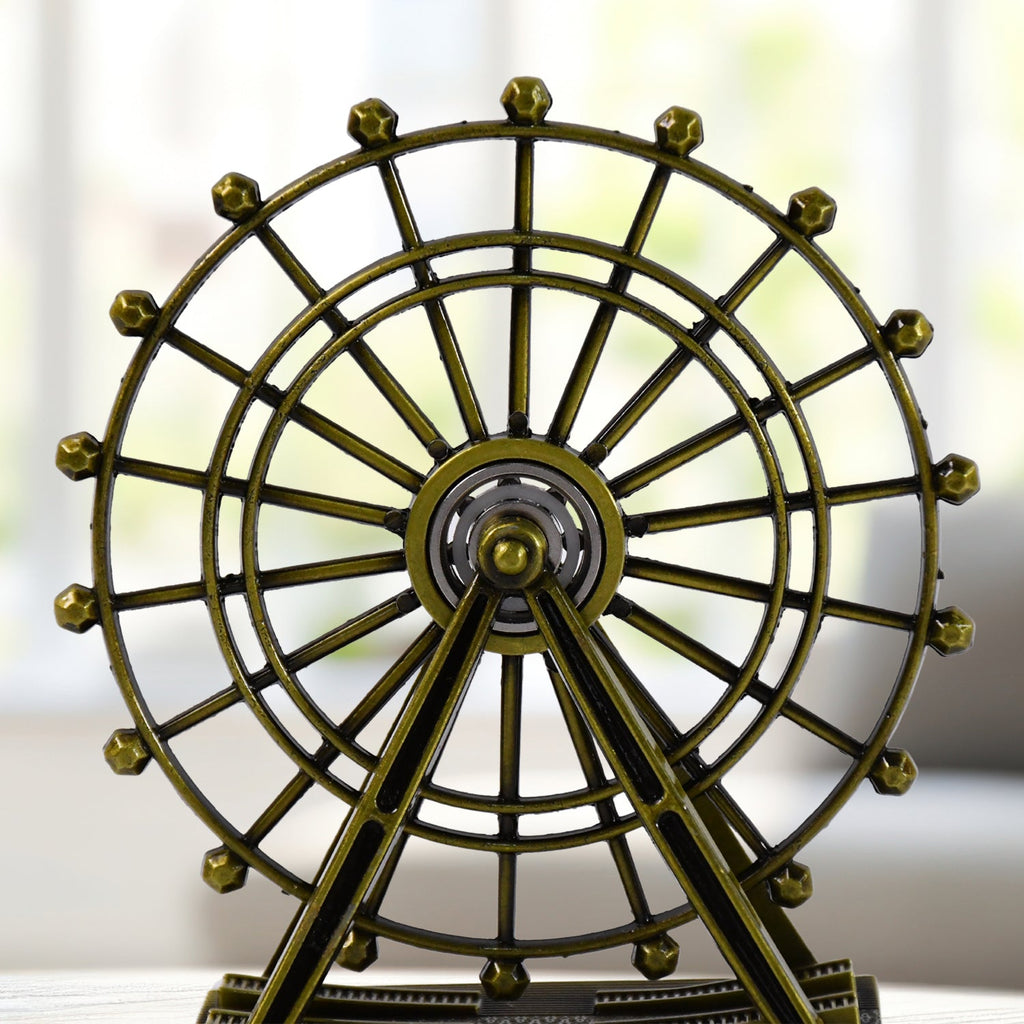 Durable metal wheel tower statue ideal for office desk decoration