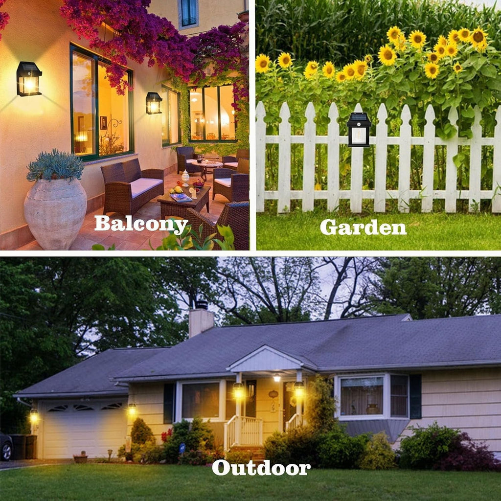 Comparison of the Solar Wall Lamp's illumination area versus standard lights.