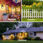 Comparison of the Solar Wall Lamp's illumination area versus standard lights.
