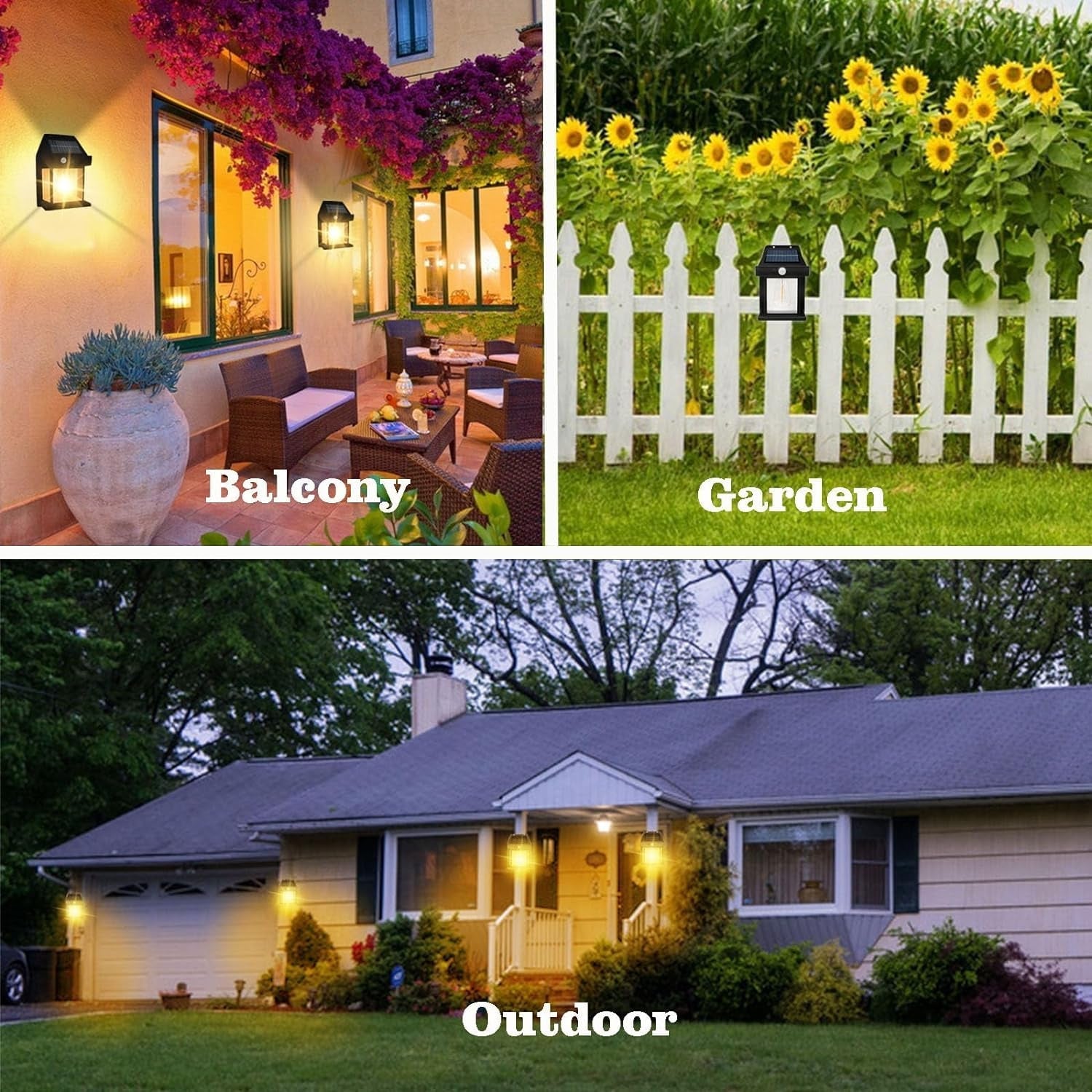 Comparison of the Solar Wall Lamp's illumination area versus standard lights.
