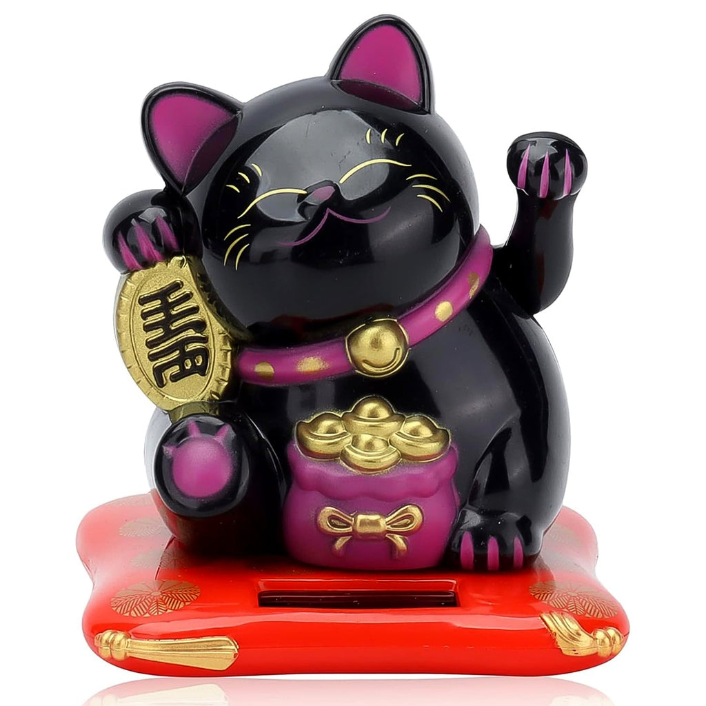 Waving Lucky Cat Statue placed on an office desk, enhancing workplace decor.