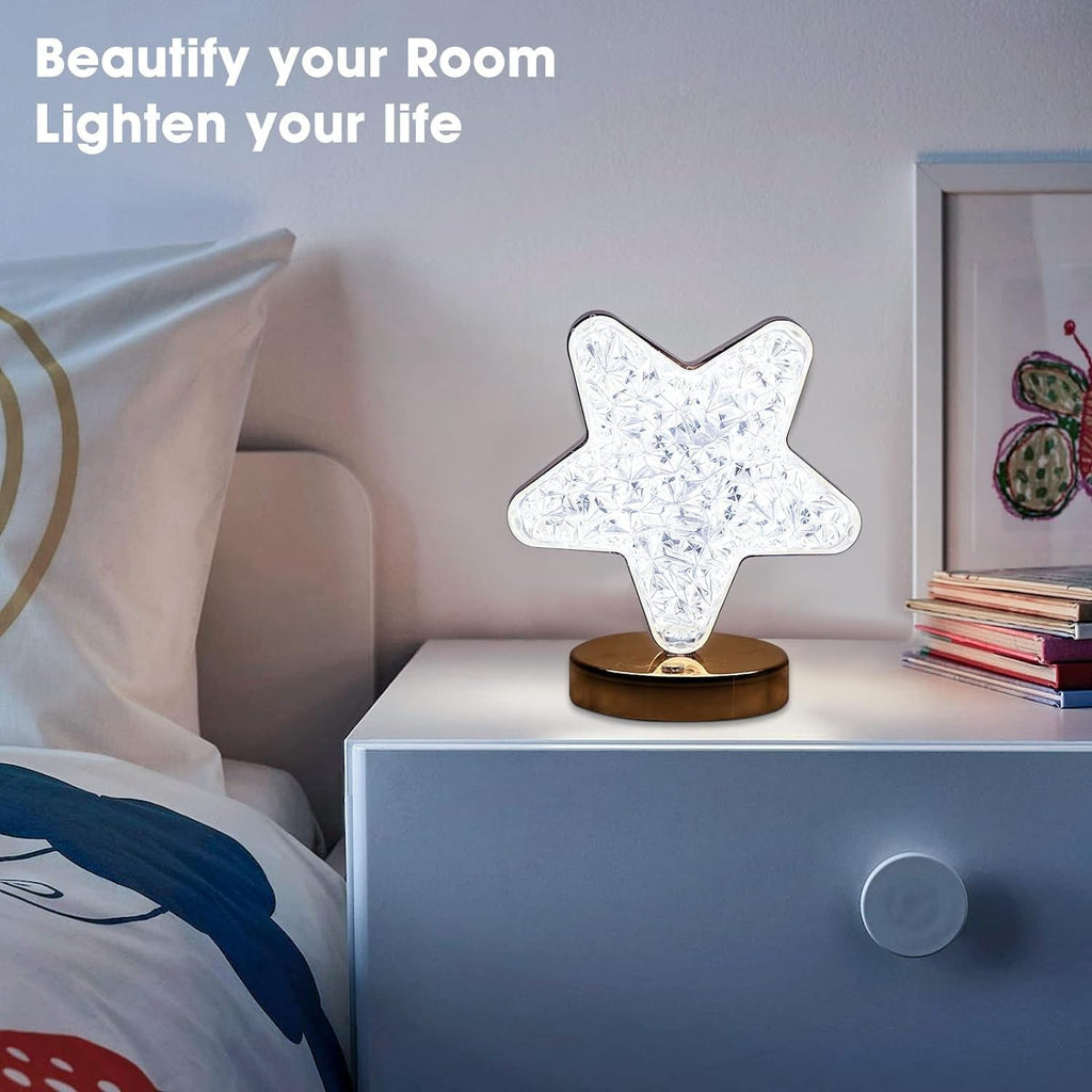 Crystal Diamond Lamp displaying a cool white light setting, perfect for modern decor.