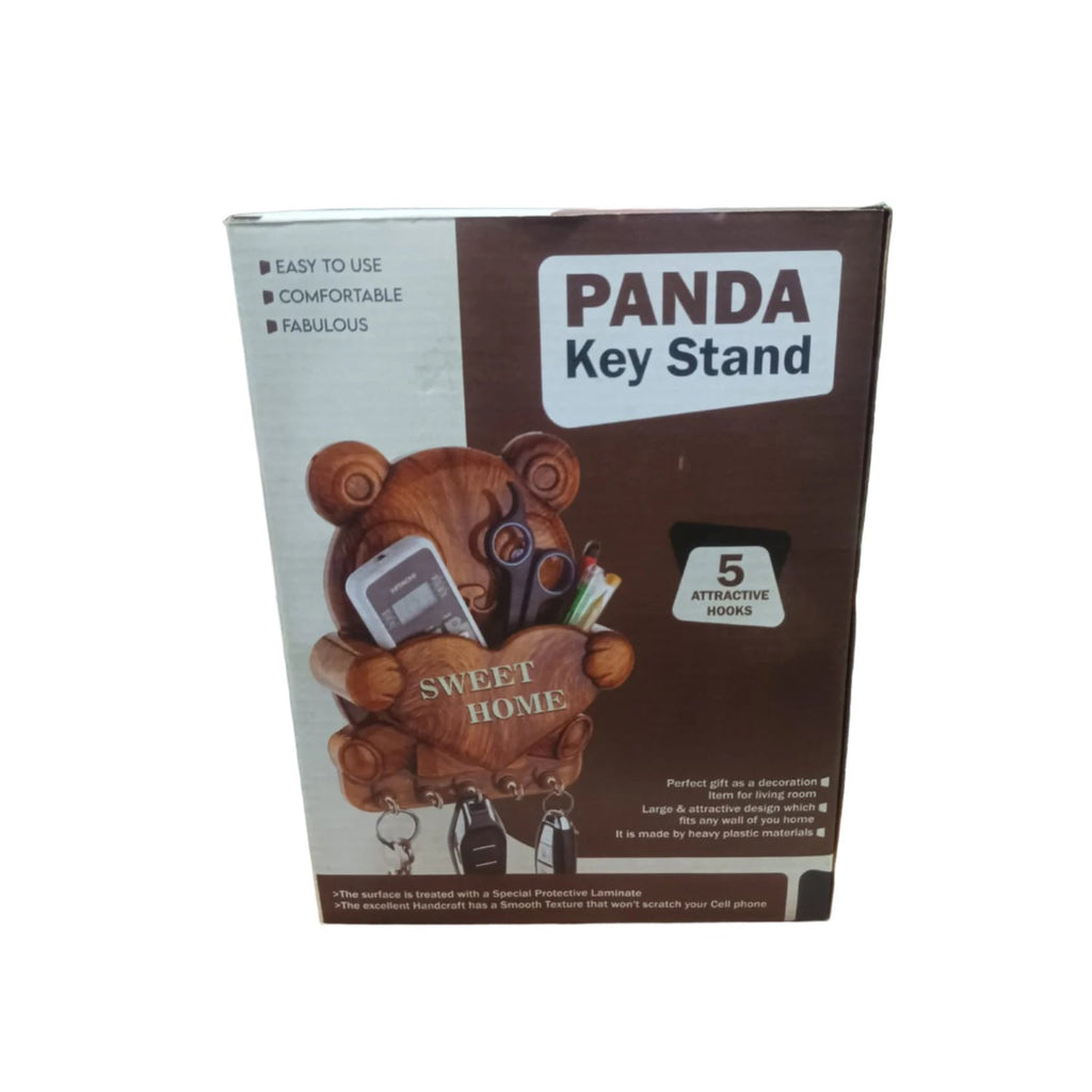 Close-up of the five hooks on the adorable Panda Key Holder, ready for keys.
