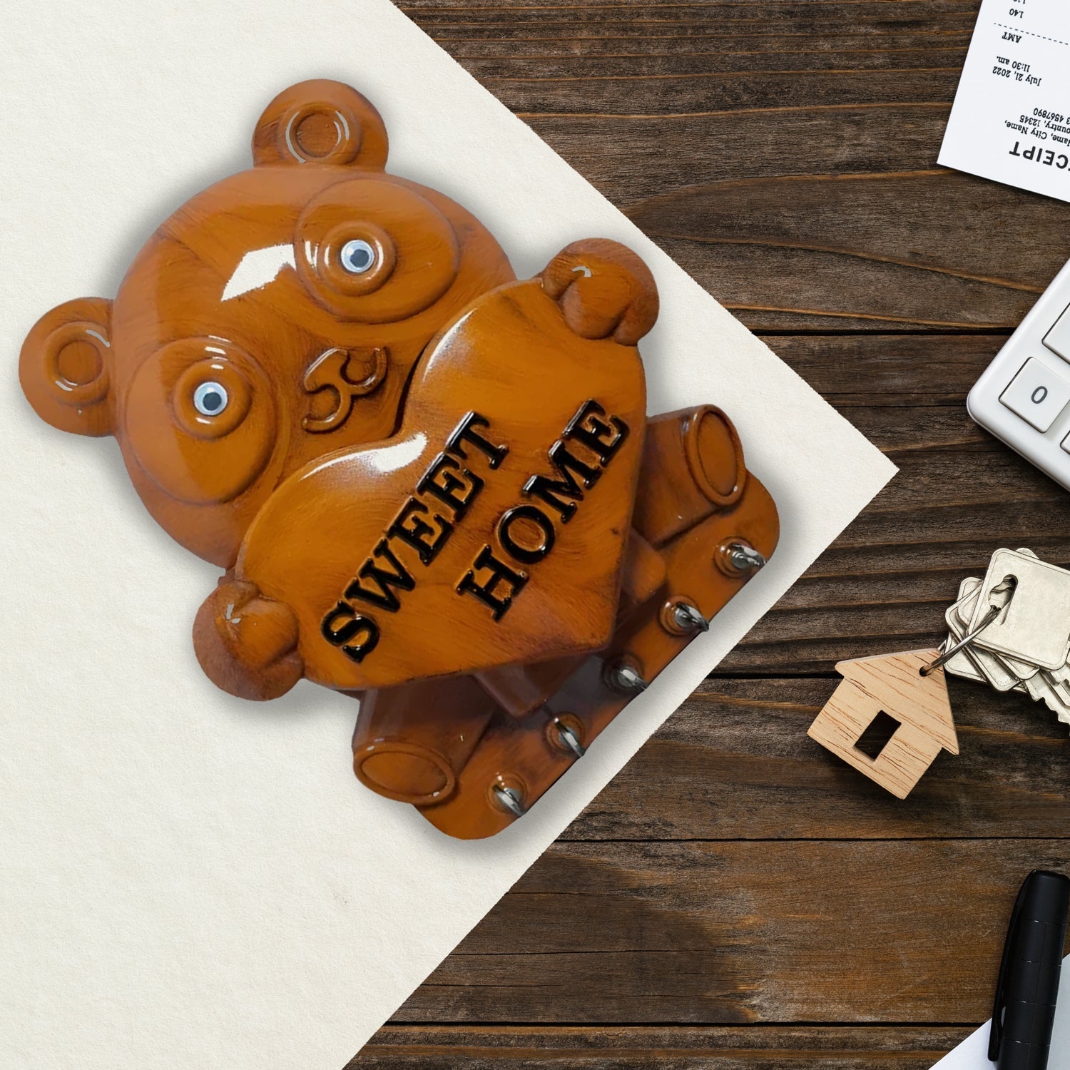 Cartoon-style Panda Key Organiser with hooks, perfect for children's rooms or playful spaces.