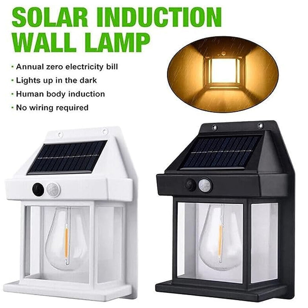 Diagram detailing the specifications and dimensions of the Solar Wall Lamp.