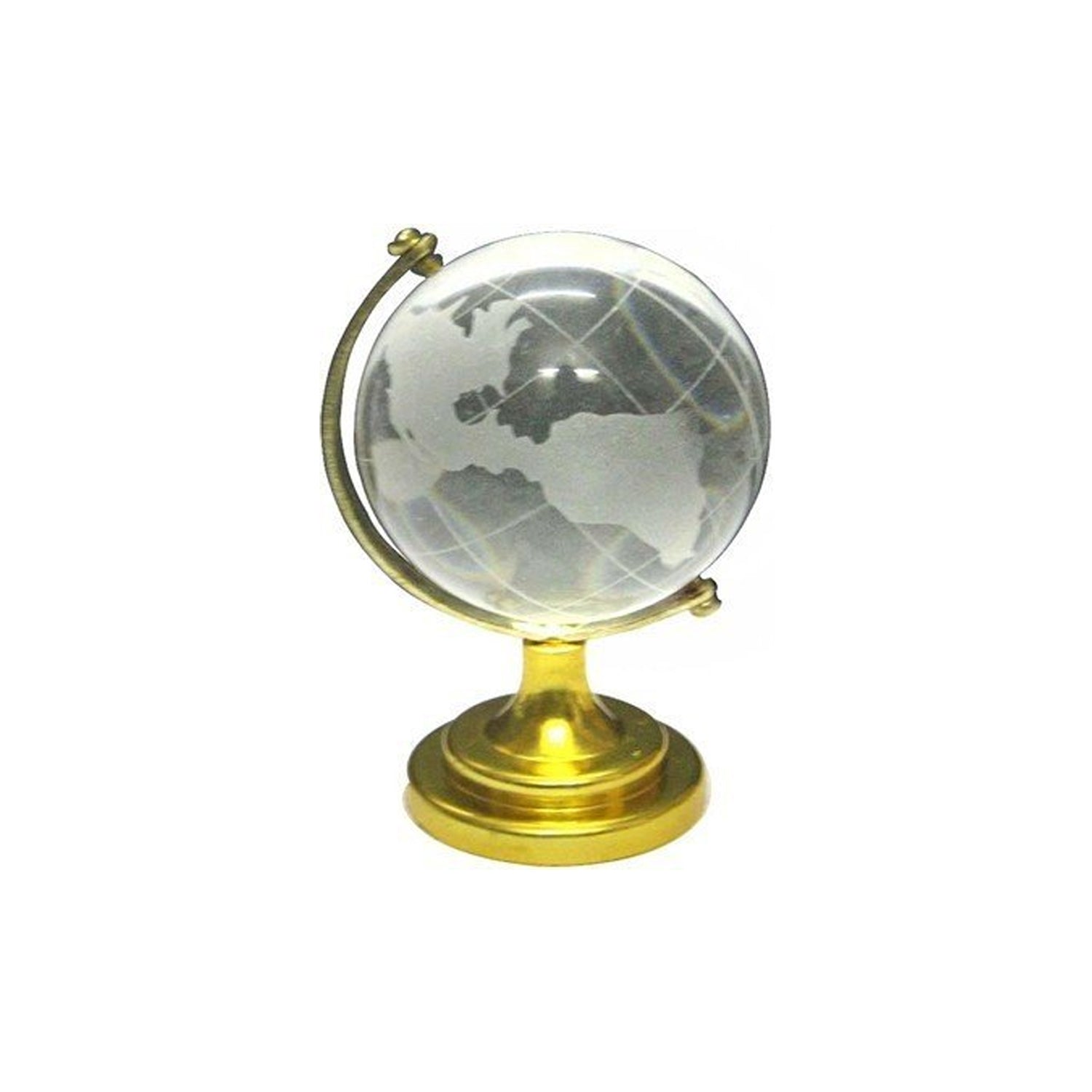 Top-down view of the Crystal World Globe, showcasing the detailed map and smooth crystal.