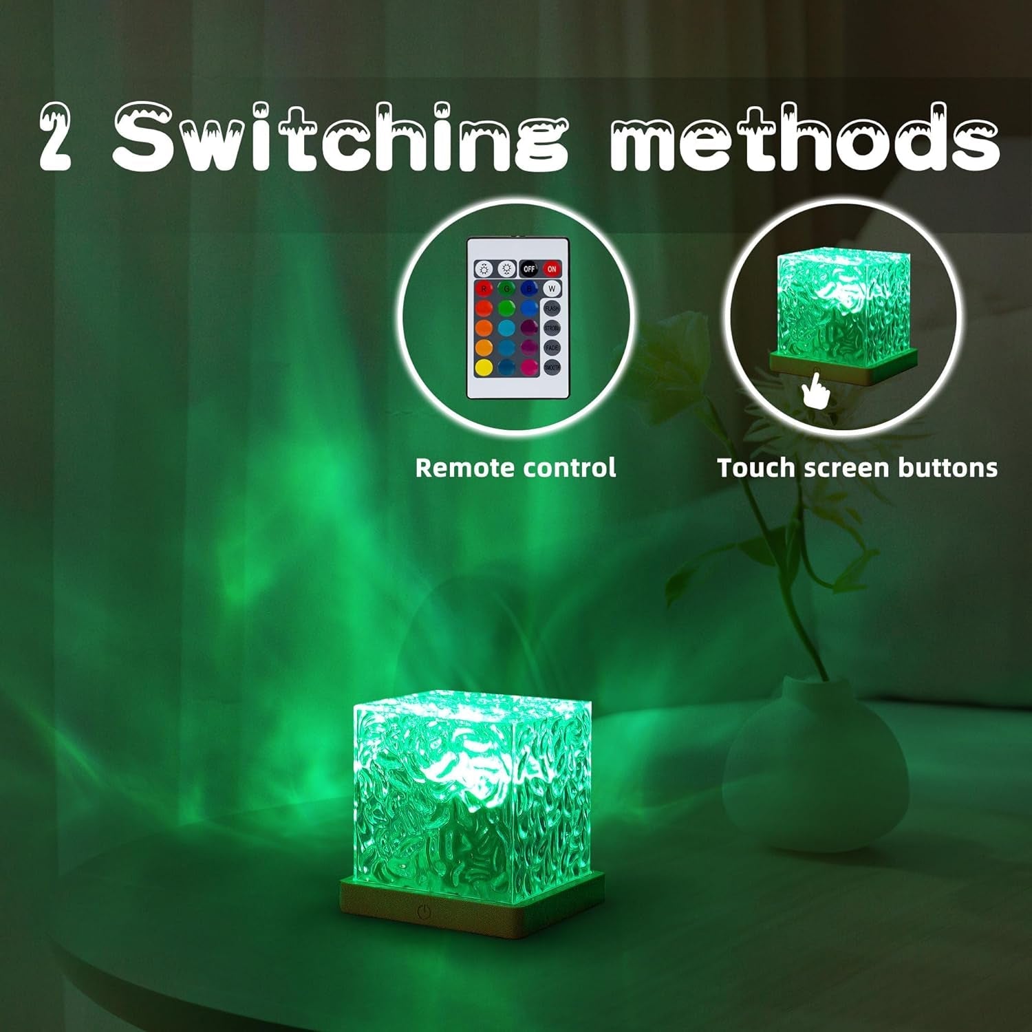 A different angle of the Ocean Wave Projector Lamp displaying its compact size and elegant design.