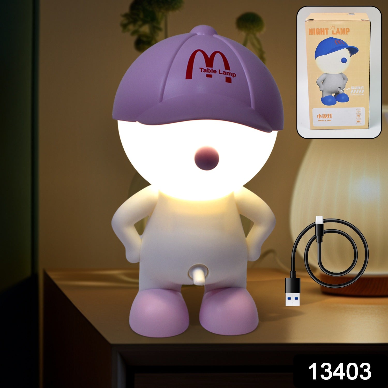 Flexible neck cartoon LED desk lamp with a cute bunny design, providing soft light for reading.