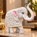 White Elephant Showpiece Big Size Marble Resin Aesthetic Statue Decorative Item for Home