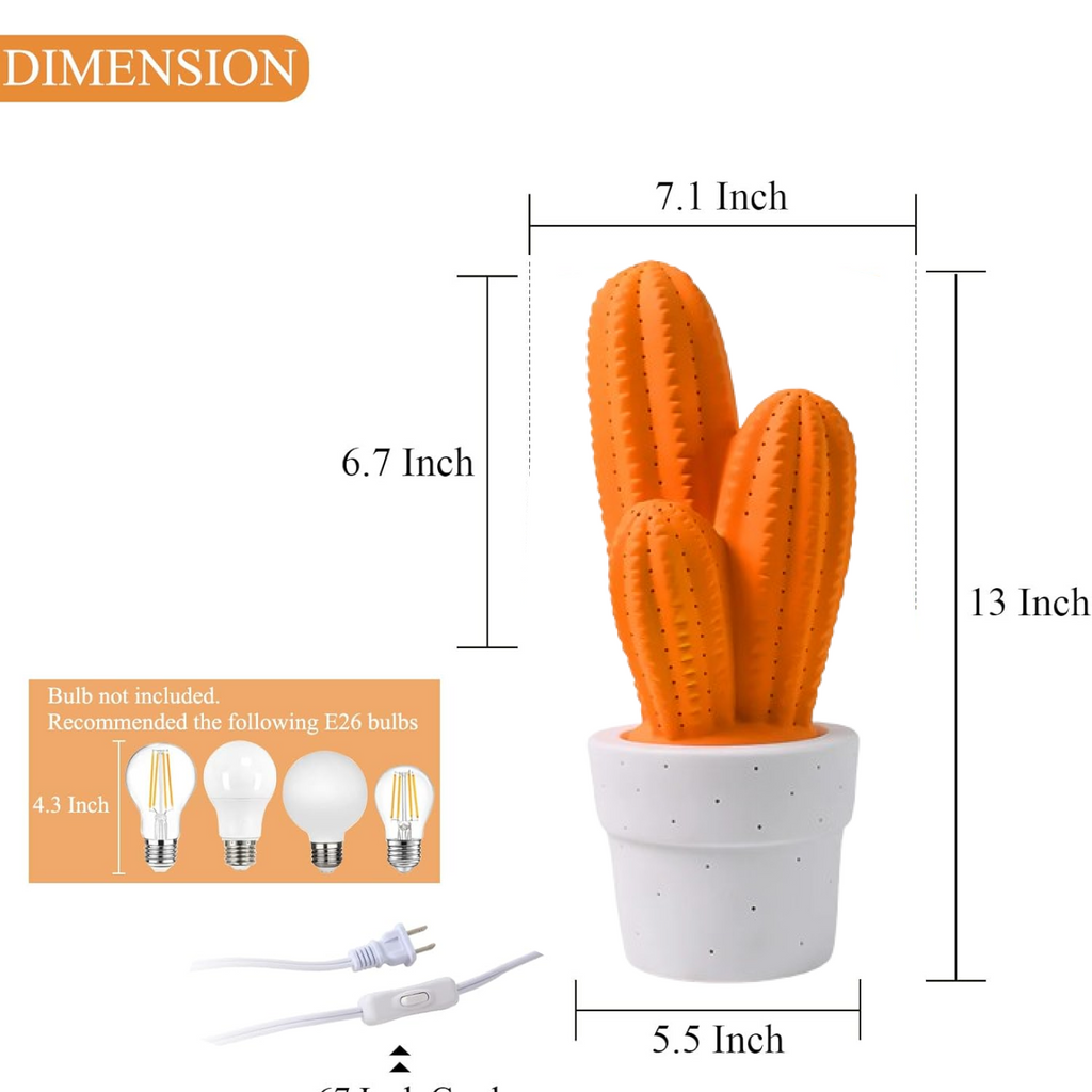 Decorative ceramic cactus table lamp ideal for bedroom decor