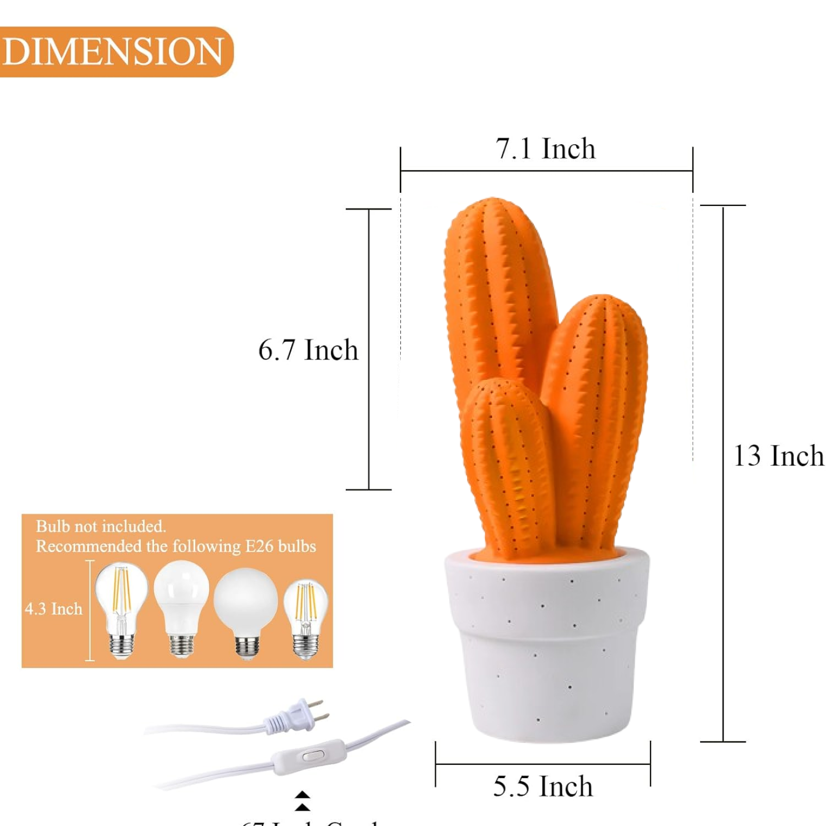 Decorative ceramic cactus table lamp ideal for bedroom decor