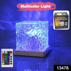 The Ocean Wave Projector Lamp creating a dynamic water ripple effect on a wall in a bedroom.