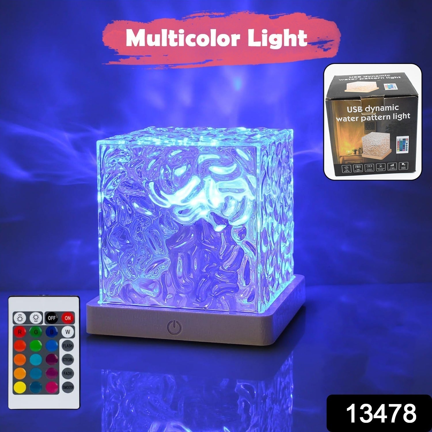 The Ocean Wave Projector Lamp creating a dynamic water ripple effect on a wall in a bedroom.