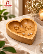 Mango Wood Heart Shaped Jewelry Tray | Trinket Dish for Rings, Earrings & Keys