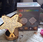 Contents of the Crystal Diamond Lamp package: lamp, USB cable, and user manual.