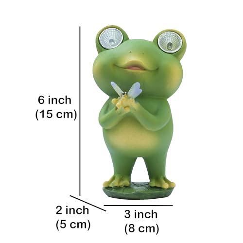 Playful Solar-Powered Resin Adorable Frog Statue – Perfect Garden and Indoor Decor with Auto Light-Up Eyes (Flower)