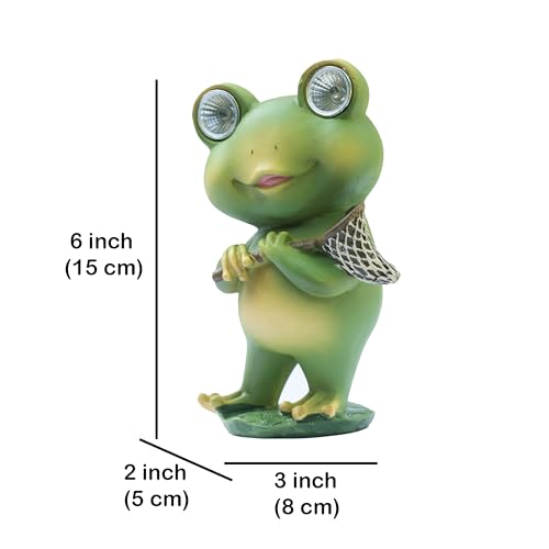 Playful Solar-Powered Resin Adorable Frog Statue