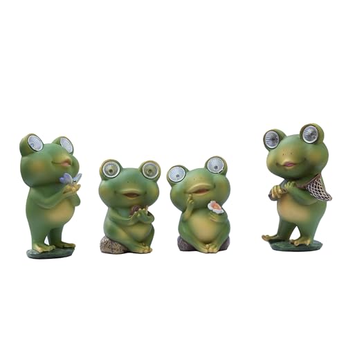 Playful Solar-Powered Resin Adorable Frog Statue
