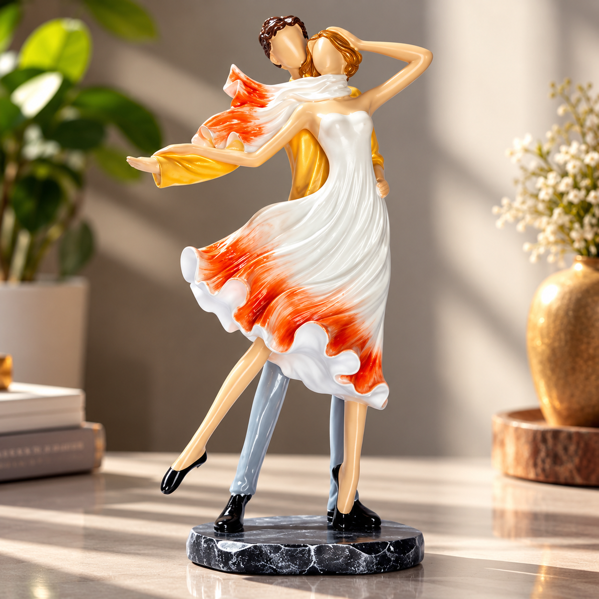 Romantic Dancing Couple Showpiece – Elegant Couple Sculpture for Home Décor, Living Room & Anniversary Gift