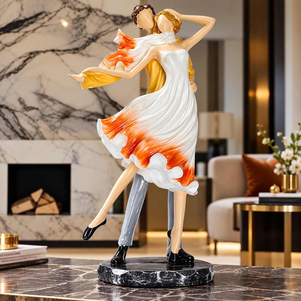 Romantic Dancing Couple Showpiece – Elegant Couple Sculpture for Home Décor, Living Room & Anniversary Gift