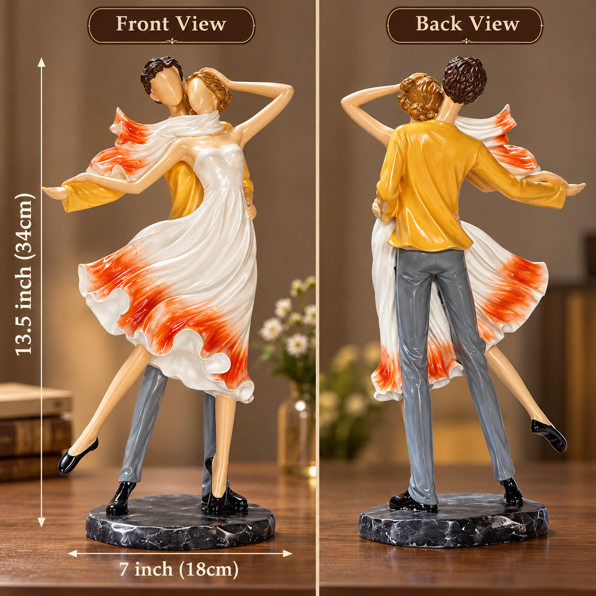Romantic Dancing Couple Showpiece – Elegant Couple Sculpture for Home Décor, Living Room & Anniversary Gift