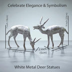 Set of 2 White Metal Deer Figurines – Handcrafted Decorative Animal Showpieces, Elegant Home & Office Decor
