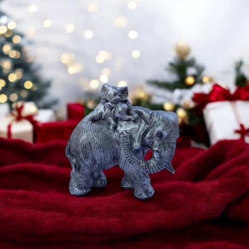 Polyresin 6" Elephant with Baby Statue for Home Decor – Vastu & Feng Shui Good Luck Symbol