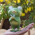 Playful Solar-Powered Resin Adorable Frog Statue