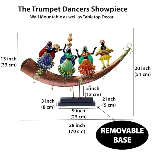 Trumpet Dancers Iron Metal Showpiece, Rajasthani Folk Art Decor