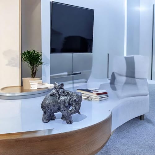 Polyresin 6" Elephant with Baby Statue for Home Decor – Vastu & Feng Shui Good Luck Symbol