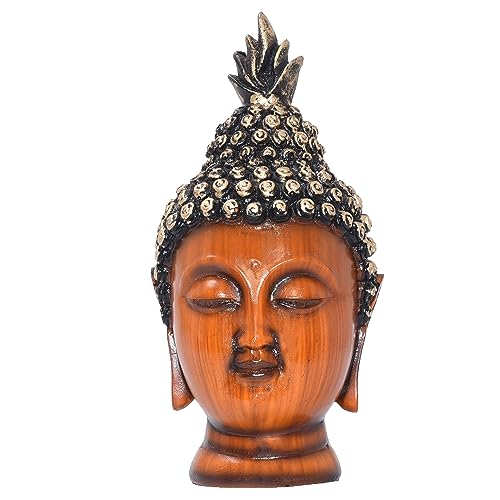 12-inch Serene Buddha Statue Wooden Finish Poly-Resin Meditation Sculpture for Mindfulness, Peace