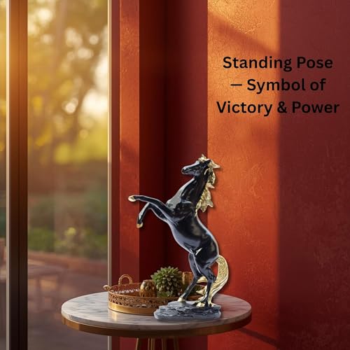 Bronze Finish Horse Pair Showpiece | Two Running Horses Figurine for Home Decor