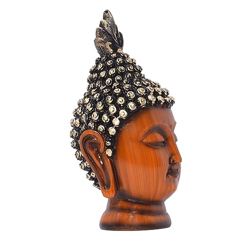 5 inch Calm Buddha Tabletop Figurine Wooden Finish Poly-Resin Statue for Mindfulness, Peace, Home Decor (5 inch)