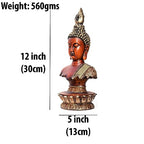 12-inch Serene Buddha Statue Wooden Finish Poly-Resin Meditation Sculpture for Mindfulness, Peace