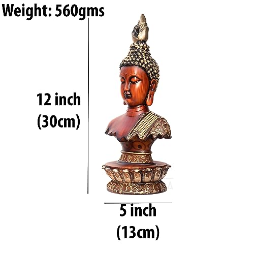 12-inch Serene Buddha Statue Wooden Finish Poly-Resin Meditation Sculpture for Mindfulness, Peace