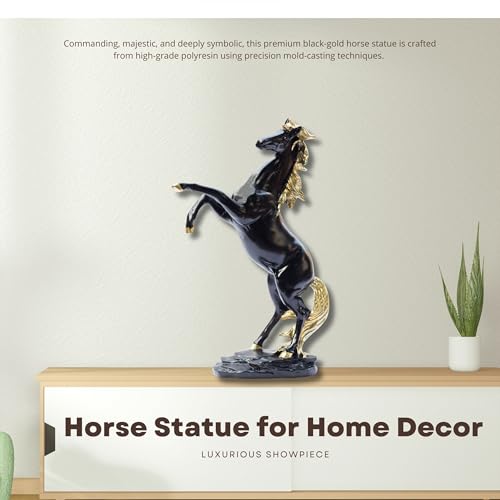 Bronze Finish Horse Pair Showpiece | Two Running Horses Figurine for Home Decor