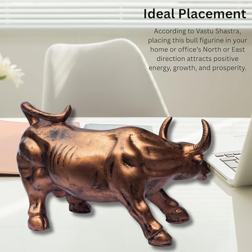 Mecha Bull Steampunk Decor Figurine – 7" Mechanical Bull Showpiece in Metallic Gold
