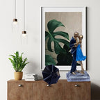Romantic Couple Figurine with Umbrella | Gold Love Statue for Home Decor