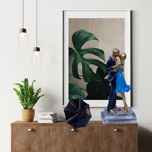 Romantic Couple Figurine with Umbrella | Gold Love Statue for Home Decor