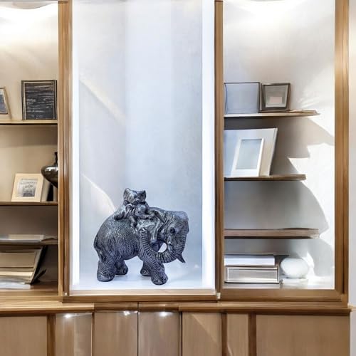 Polyresin 6" Elephant with Baby Statue for Home Decor – Vastu & Feng Shui Good Luck Symbol