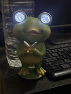 Playful Solar-Powered Resin Adorable Frog Statue