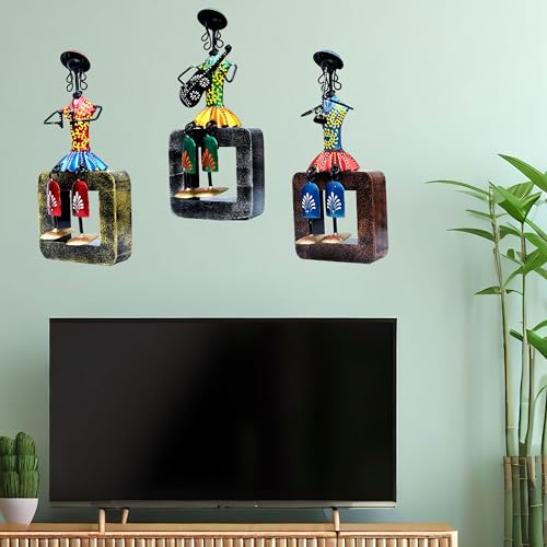 Musician Dolls Wall Hanging Metal Showpieces Handmade Iron Home Decor Tabletop Statues for Living Room